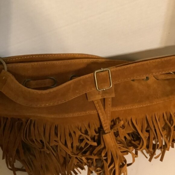 Retro Fringed Suede Hobo - Boho Hippie  Shoulder Bag. - Picture 7 of 7